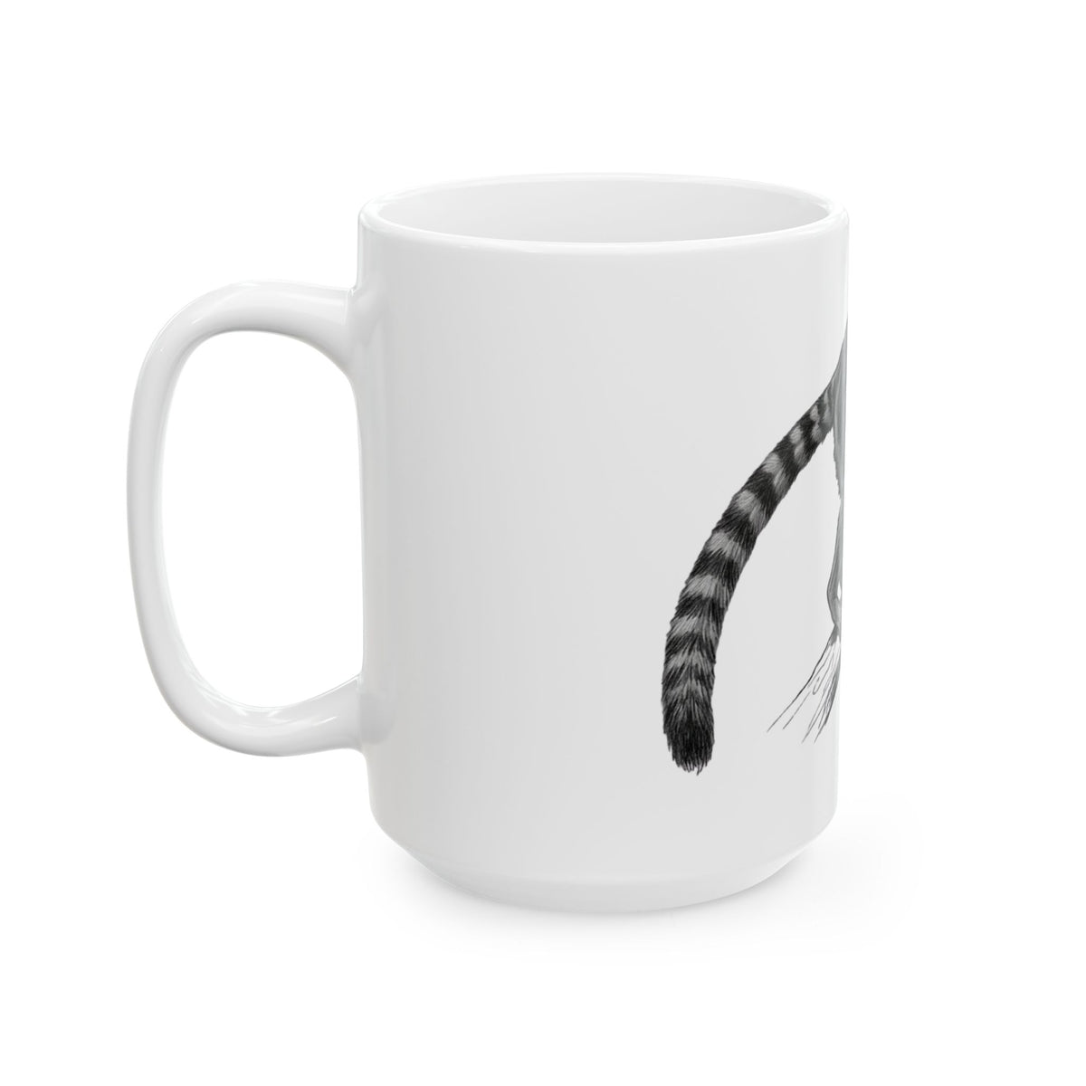 "Pencil Sketch Art Lemur" White Ceramic Mug