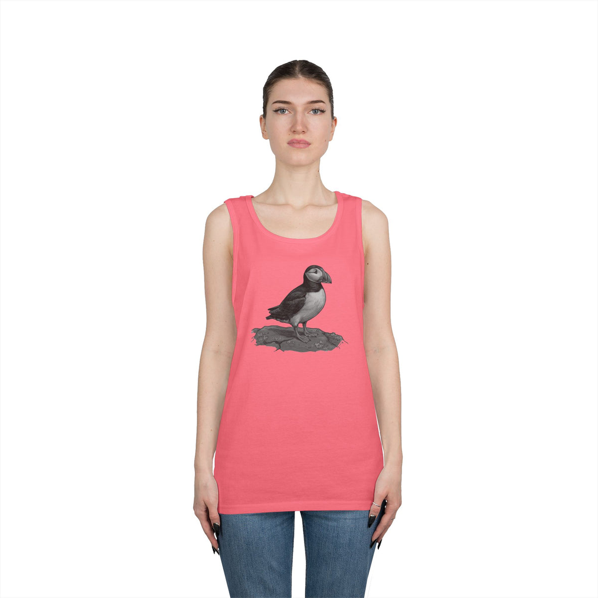 "Pencil Sketch Art Puffin" Tank Top