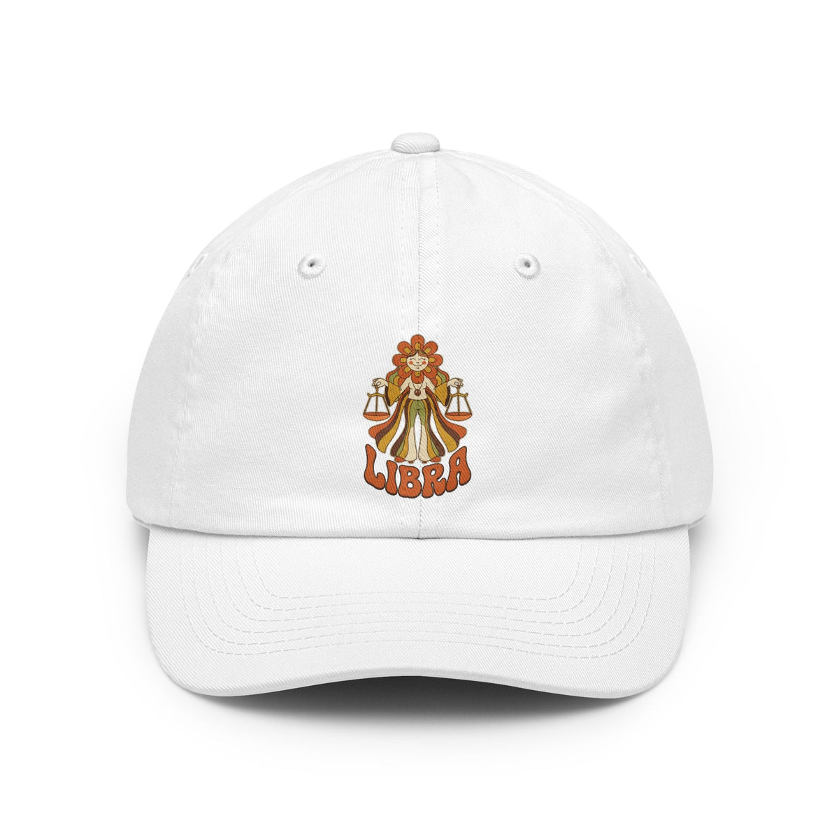 Color: White | Retro Mascot Groovy Libra Dad Hat