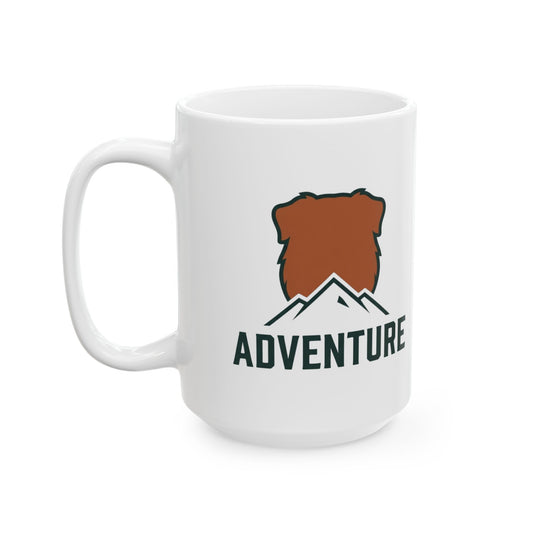 "Adventure Dog" White Ceramic Mug — Graphic