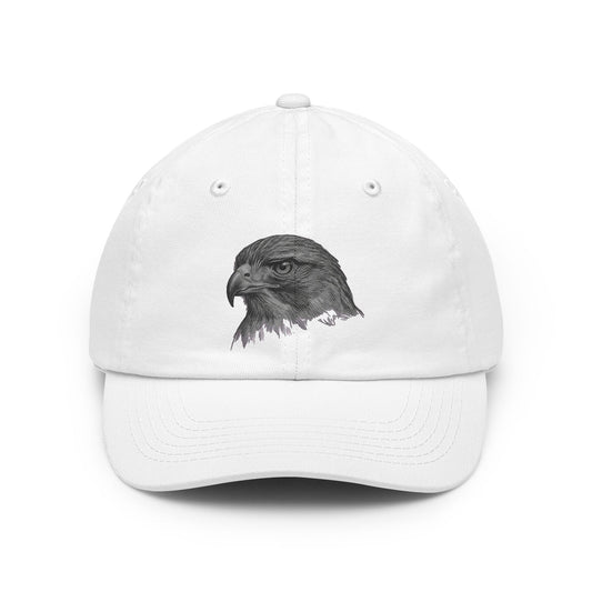 Color: White | Pencil Sketch Art Red-Tailed Hawk Dad Hat