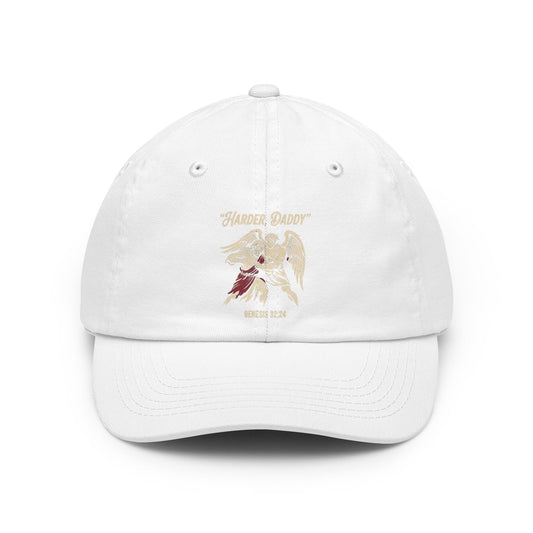 Color: White | Good Book Series Man vs Angel Dad Hat — Graphic
