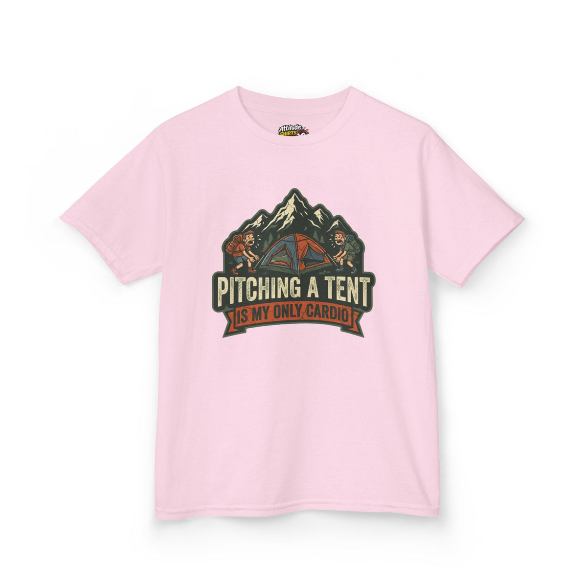 Color: Light Pink | Pitching A Tent Is My Only Cardio Kids Tee