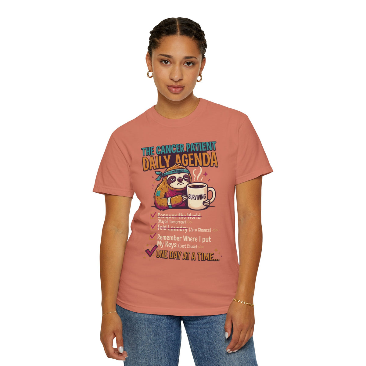 "Cancer One Day At A Time" Unisex Garment-Dyed Tee
