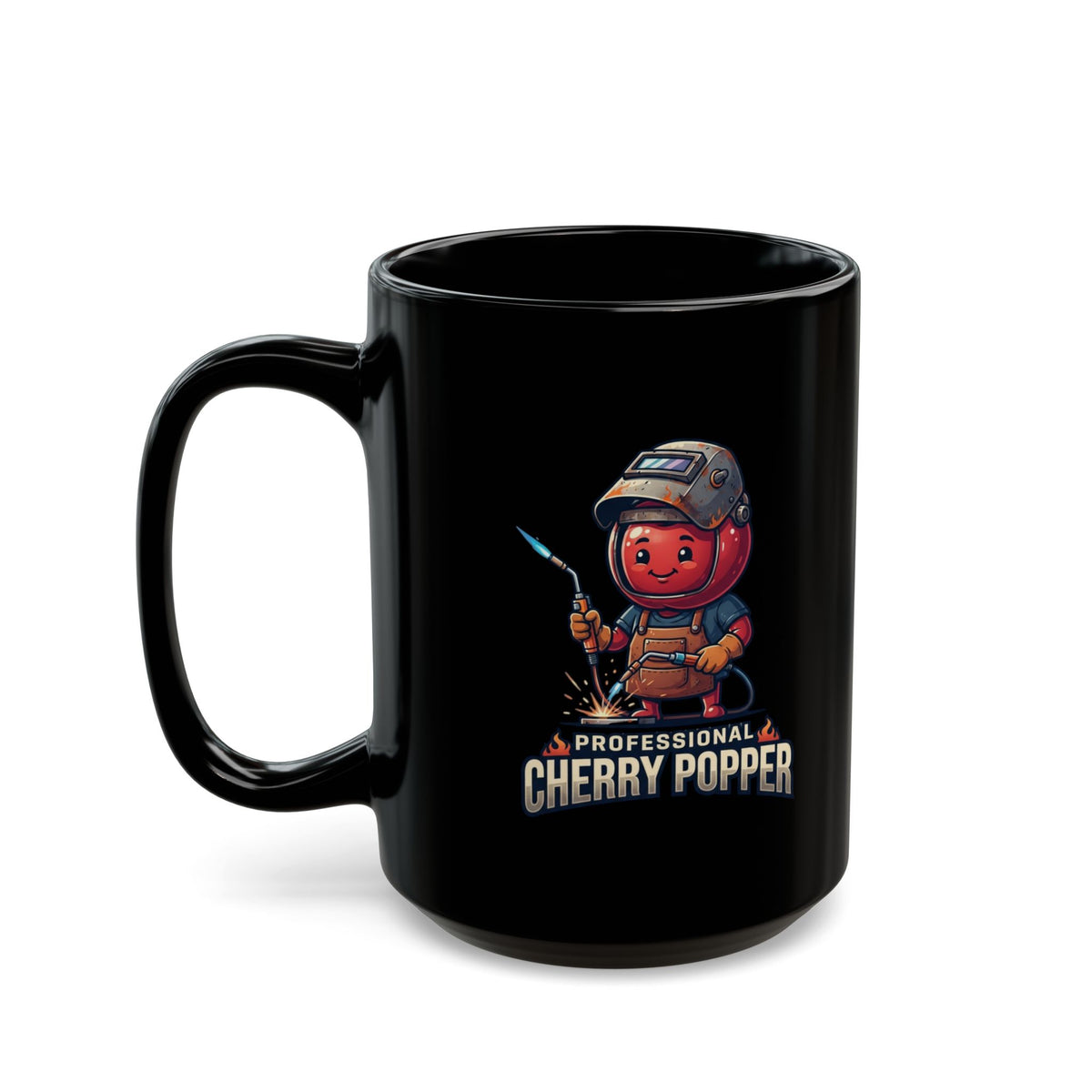 "Professional Cherry Popper" Black Ceramic Mug