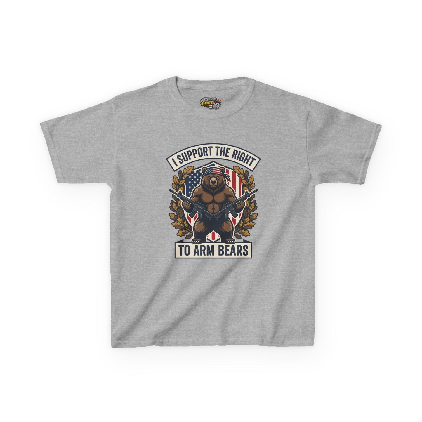 Kids T‑Shirt — "I Support The Right To Arm Bears" Patriotic Bear Graphic Tee
