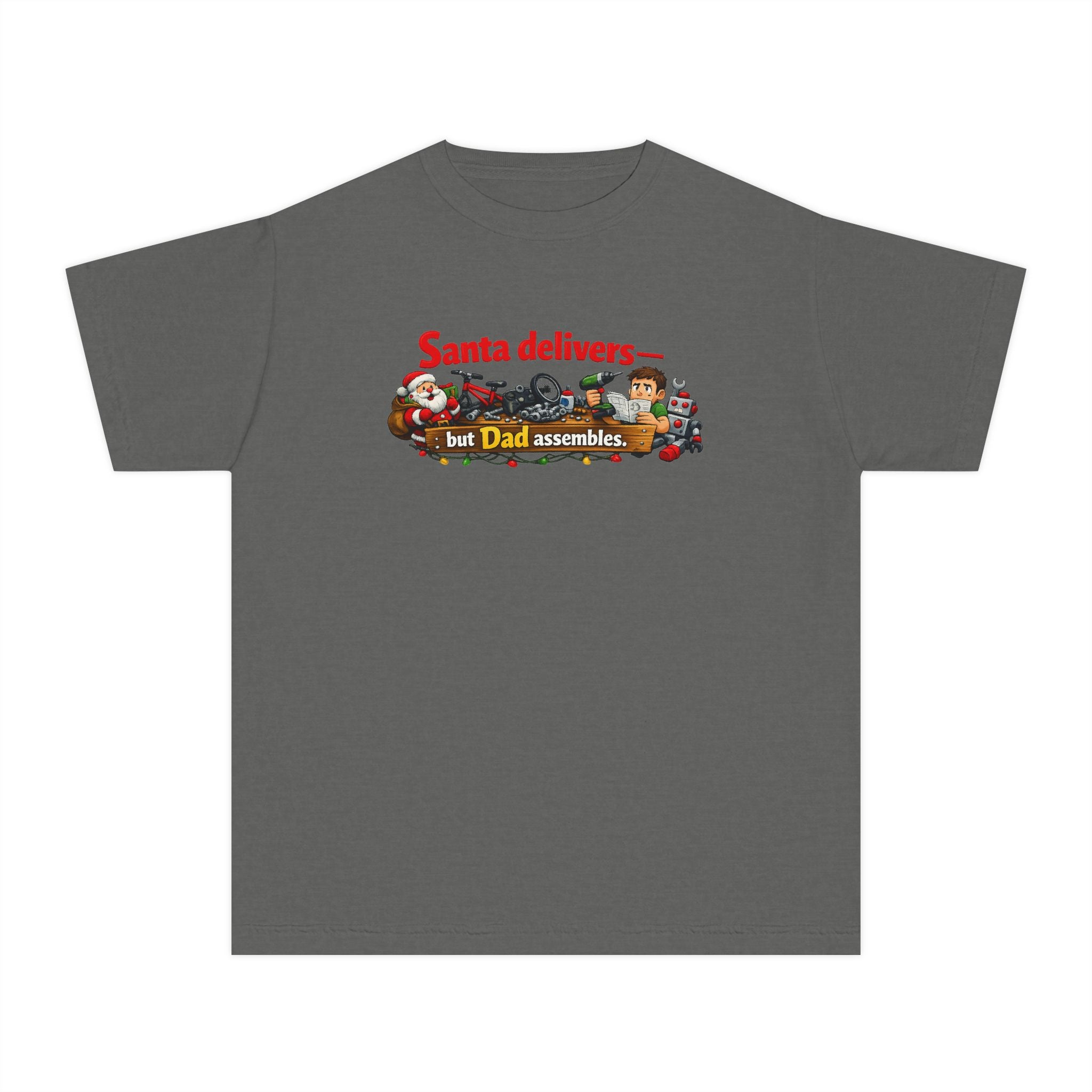 Santa's Easy Job - Dad's Assembly Hell | Youth Tee — AttitudeShirts