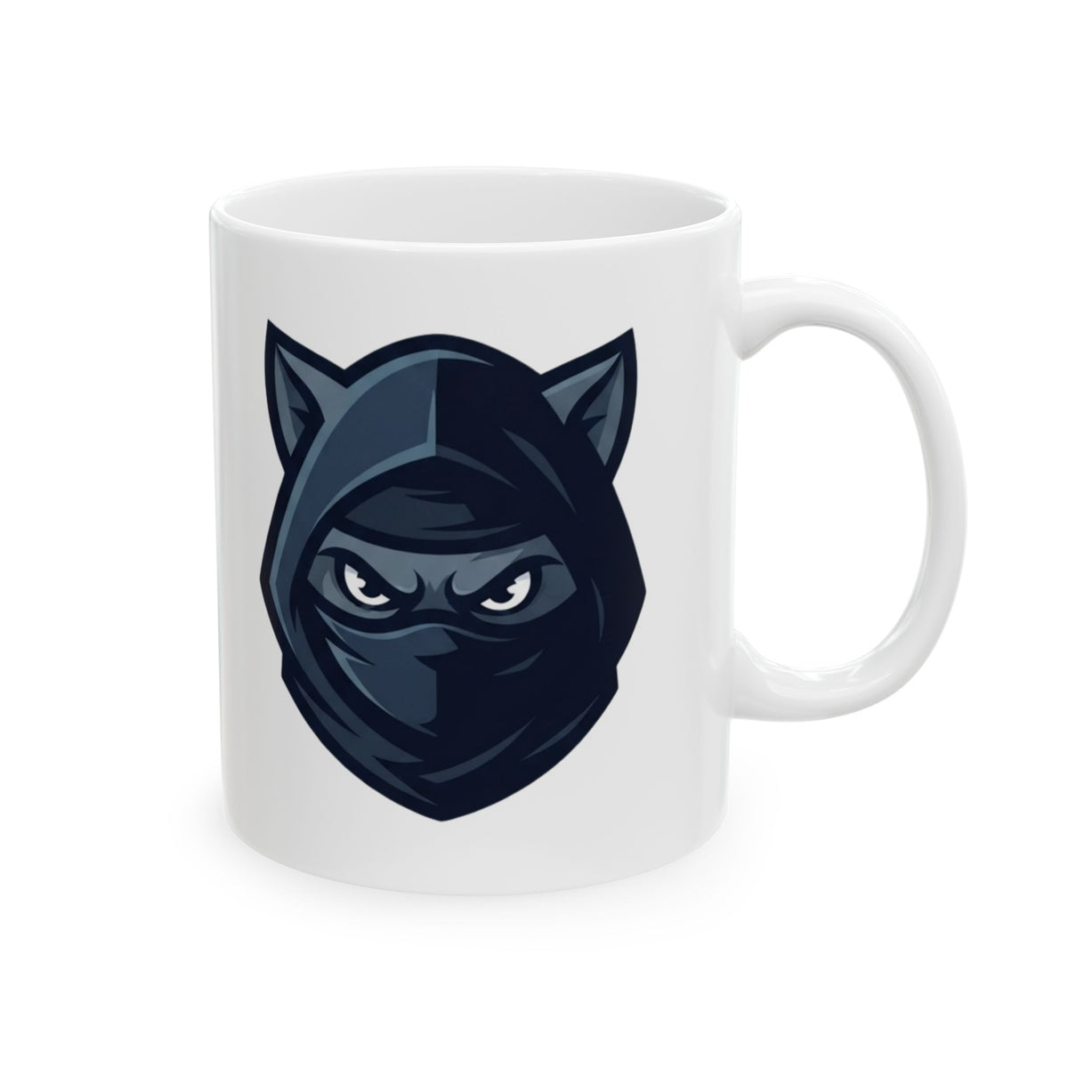 "Ninja Cat Credible" White Ceramic Mug — Graphic