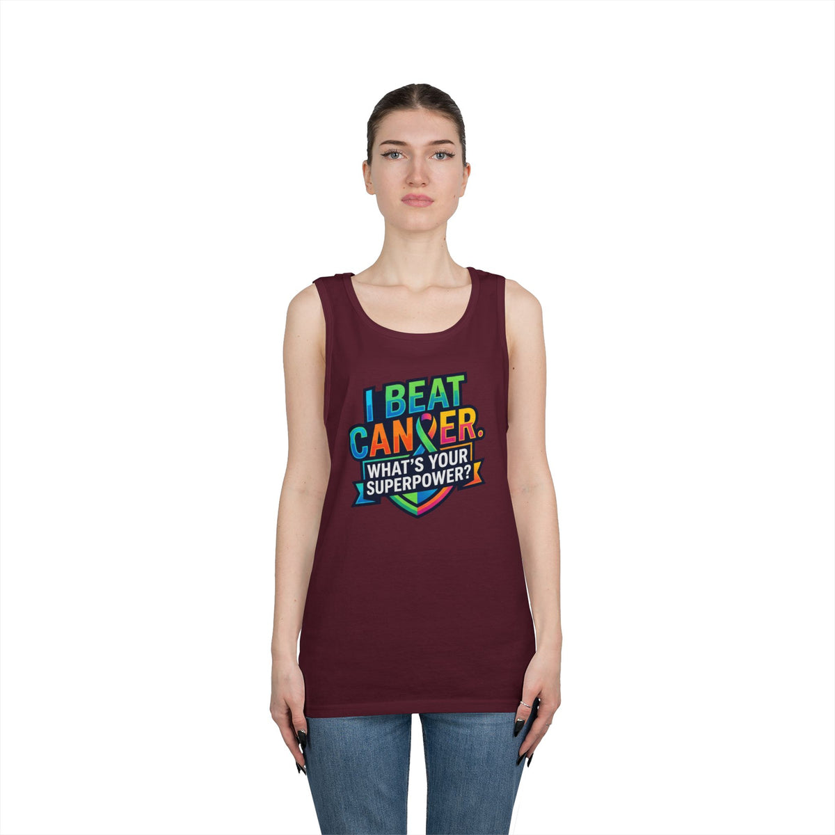 Color: Maroon | I Beat Cancer - What is Your Superpower Tank Top