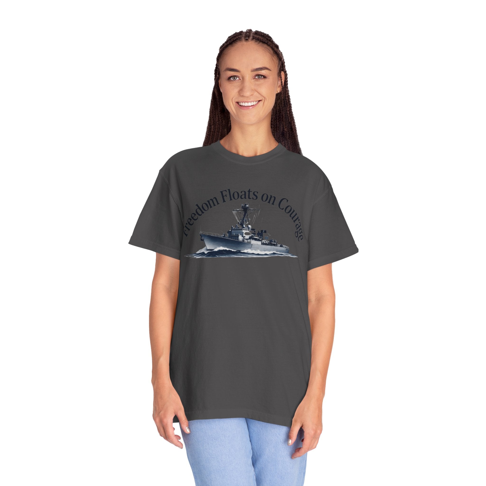 "Freedom Floats on Courage" Unisex Garment-Dyed T-shirt