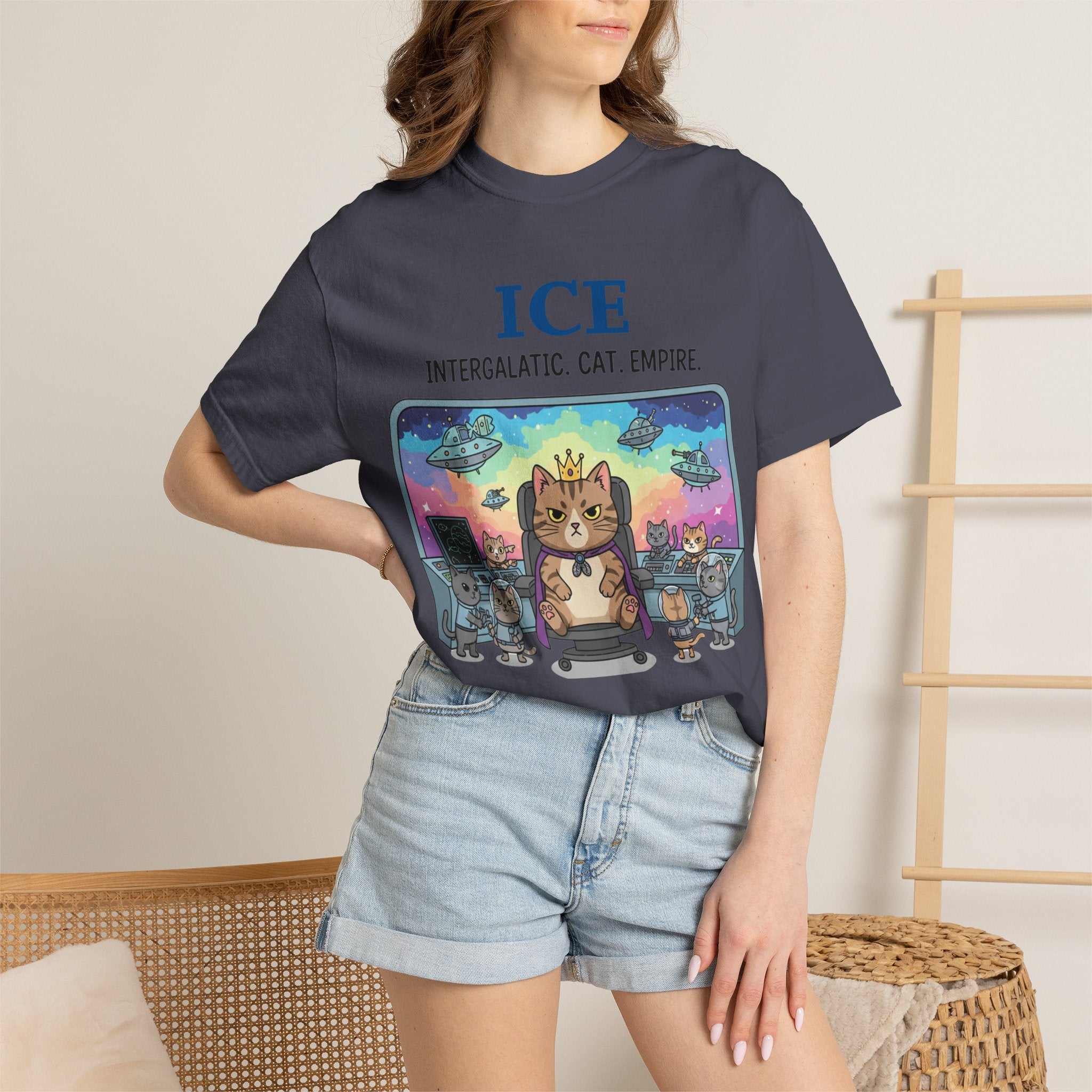 "ICE (Intergalactic Cat Empire)" Unisex Garment-Dyed T-shirt