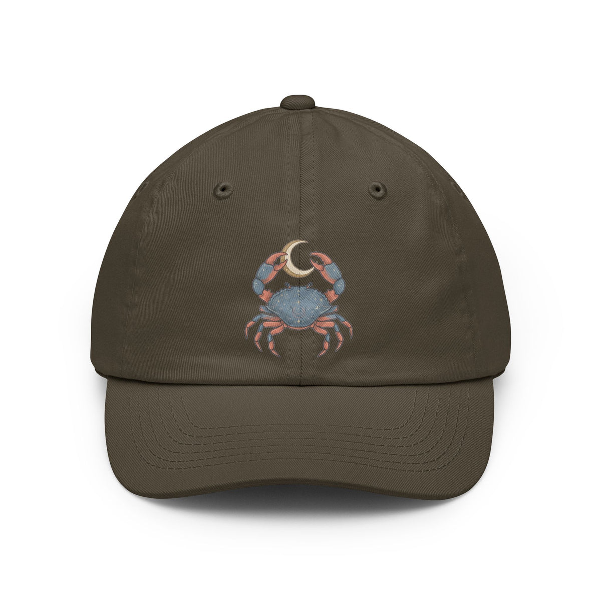 Color: Olive | Cancer The Moon Child Crab Dad Hat — Graphic