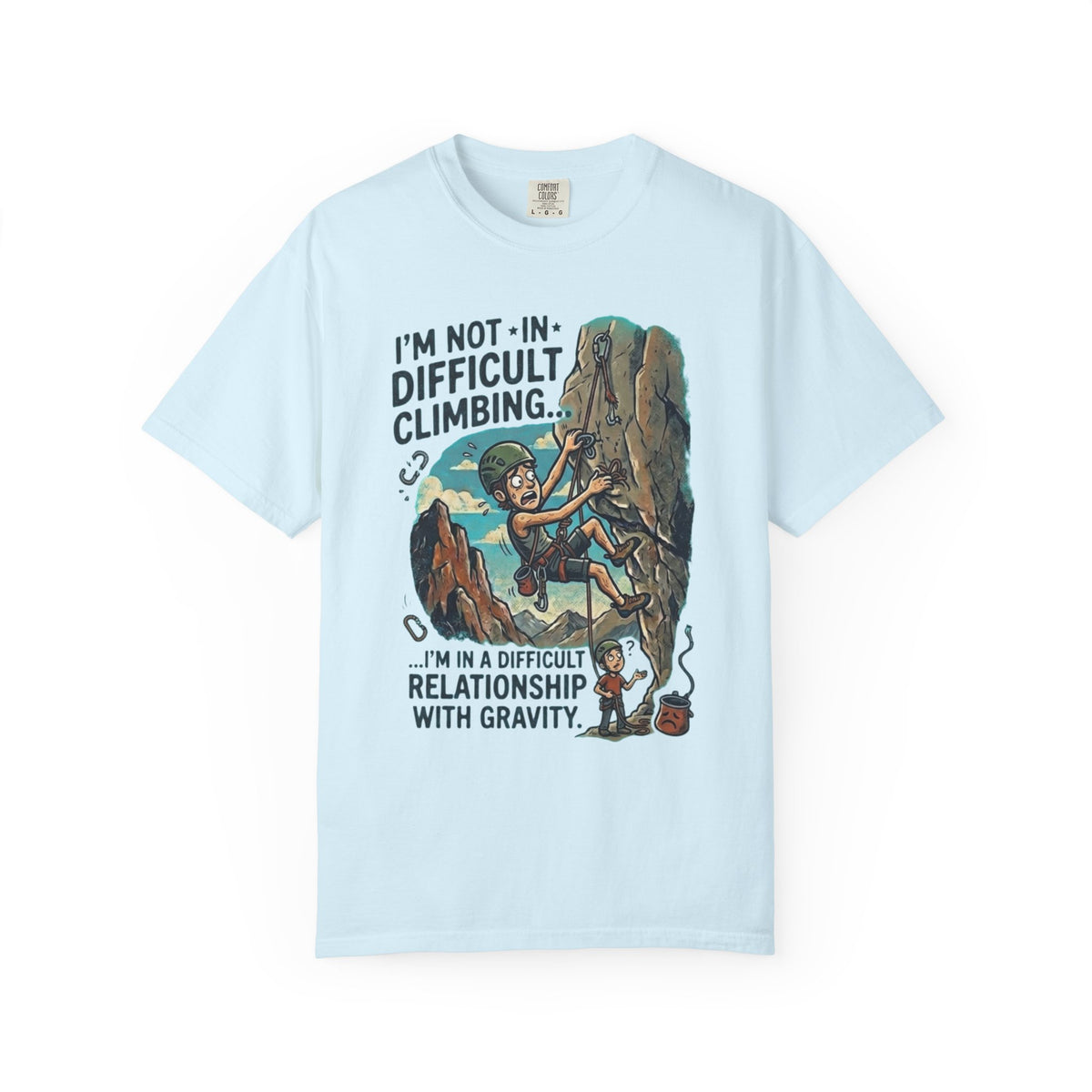 Color: Chambray | Difficult Climbing Unisex Garment-Dyed Tee