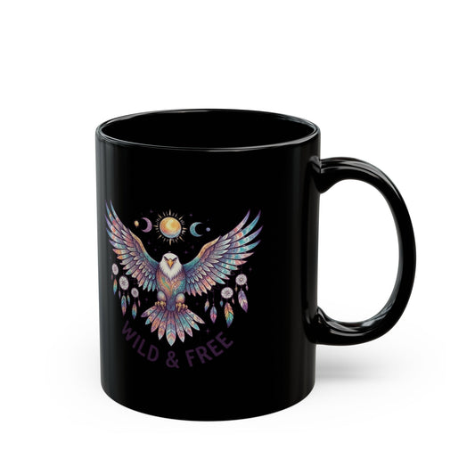 "Hippy Eagle" Black Ceramic Mug