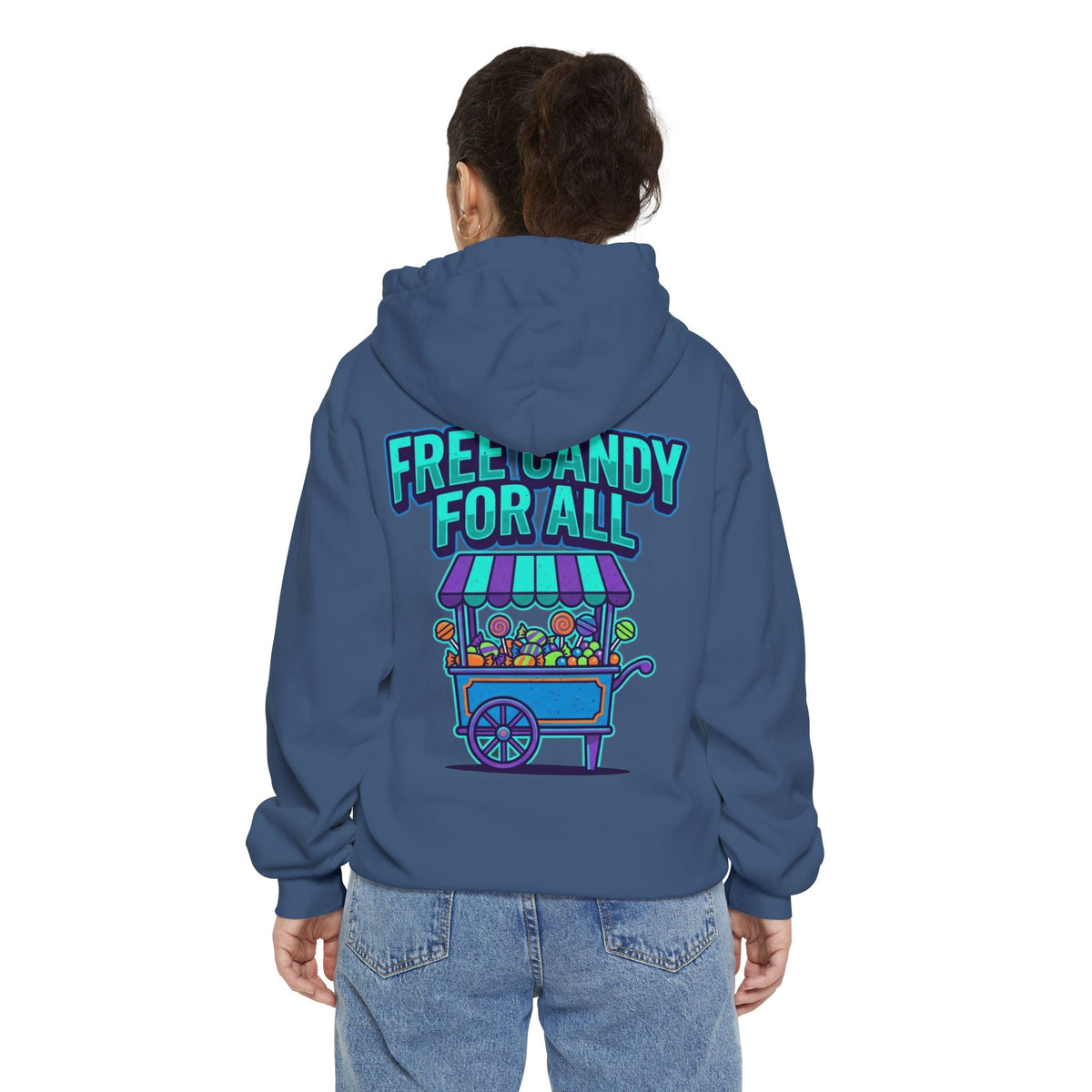 Color: True Navy | Free Candy For All Garment-Dyed Hoodie