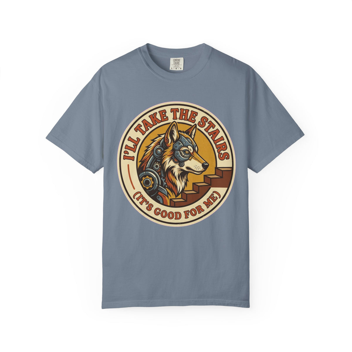 Color: Blue Jean | Take the Stairs Unisex Garment-Dyed Tee