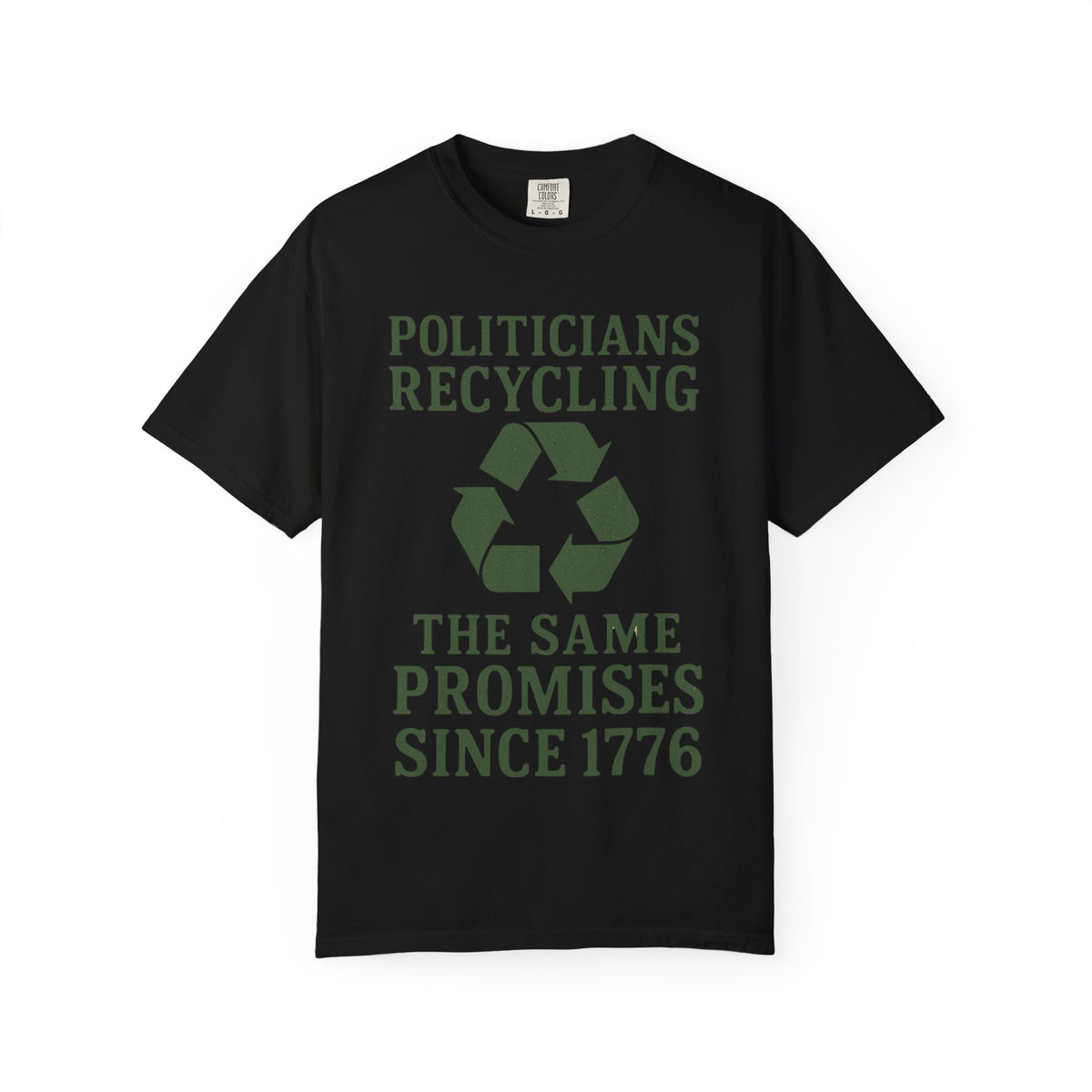 Color: Black | Politicians Recycling Unisex Garment-Dyed T-shirt