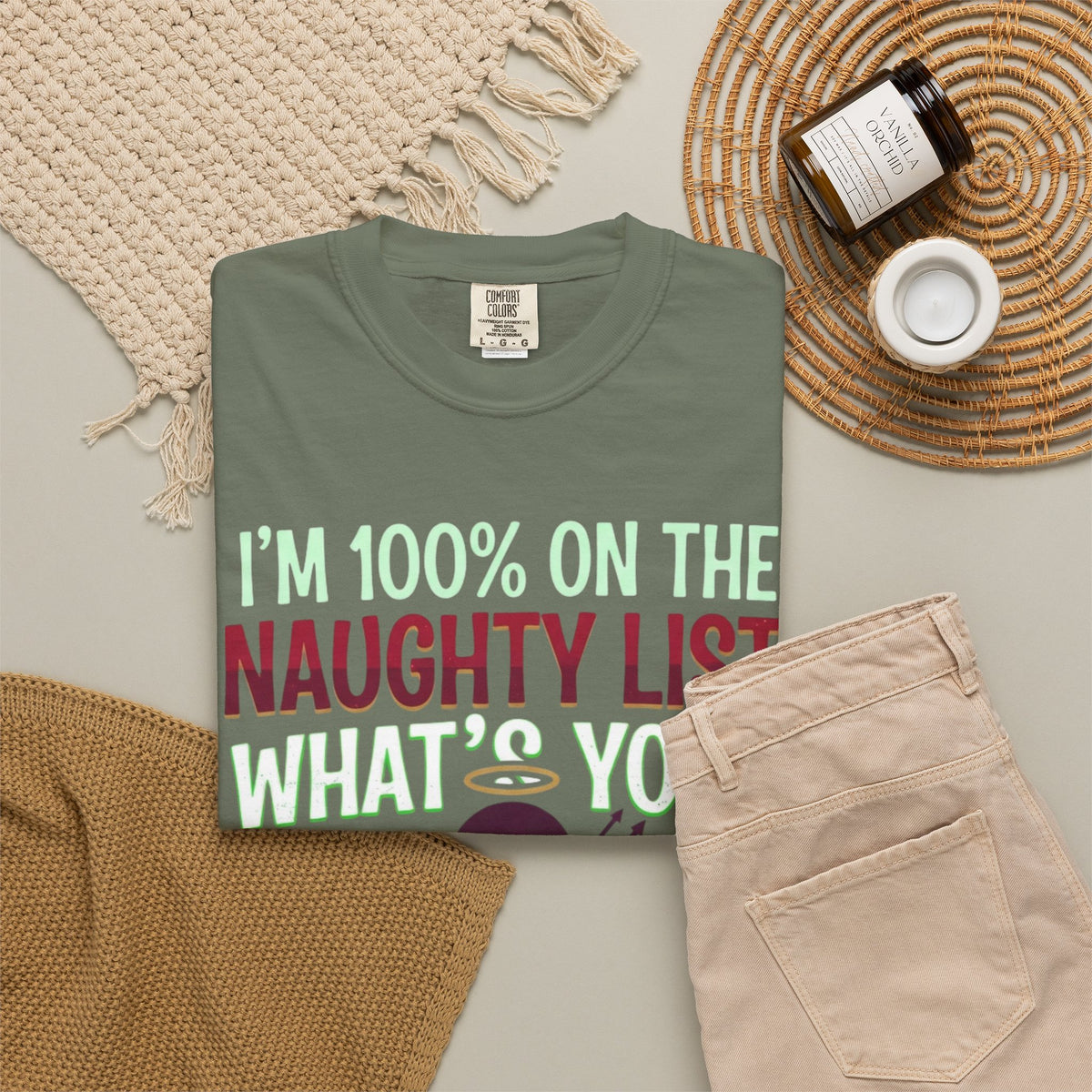 "On The Naughty List" Unisex Garment-Dyed Tee