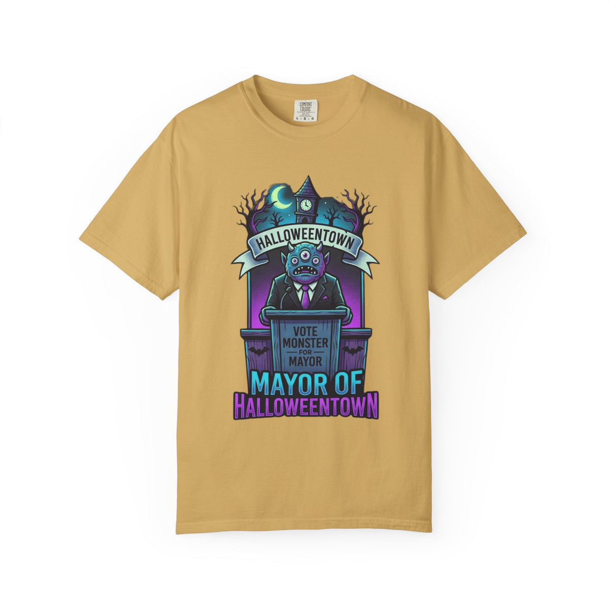 Color: Mustard | Mayor Of Halloweentown Unisex Garment-Dyed Tee