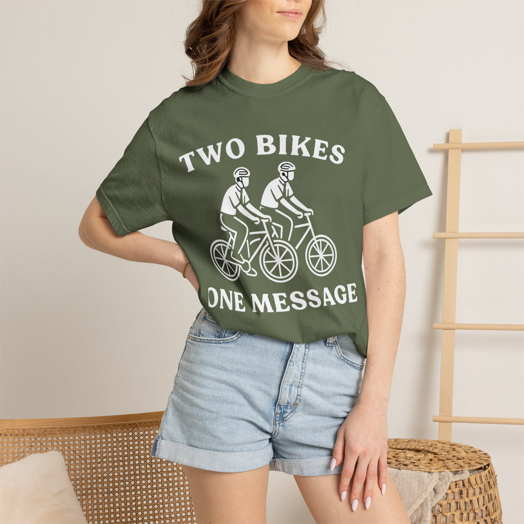 "Two Bikes, One Message" Unisex Garment-Dyed T-shirt
