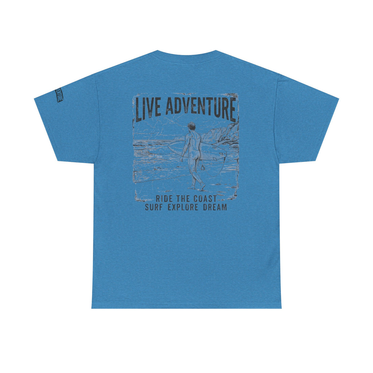 Color: Heather Sapphire | Live Adventure - Surf Premium Graphic Tee