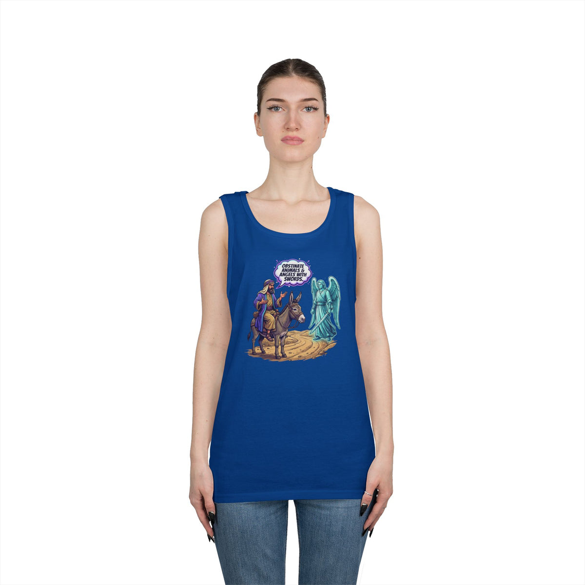 Color: Royal | Good Book Series Obstinate Animals & Angels With Swords Tank Top
