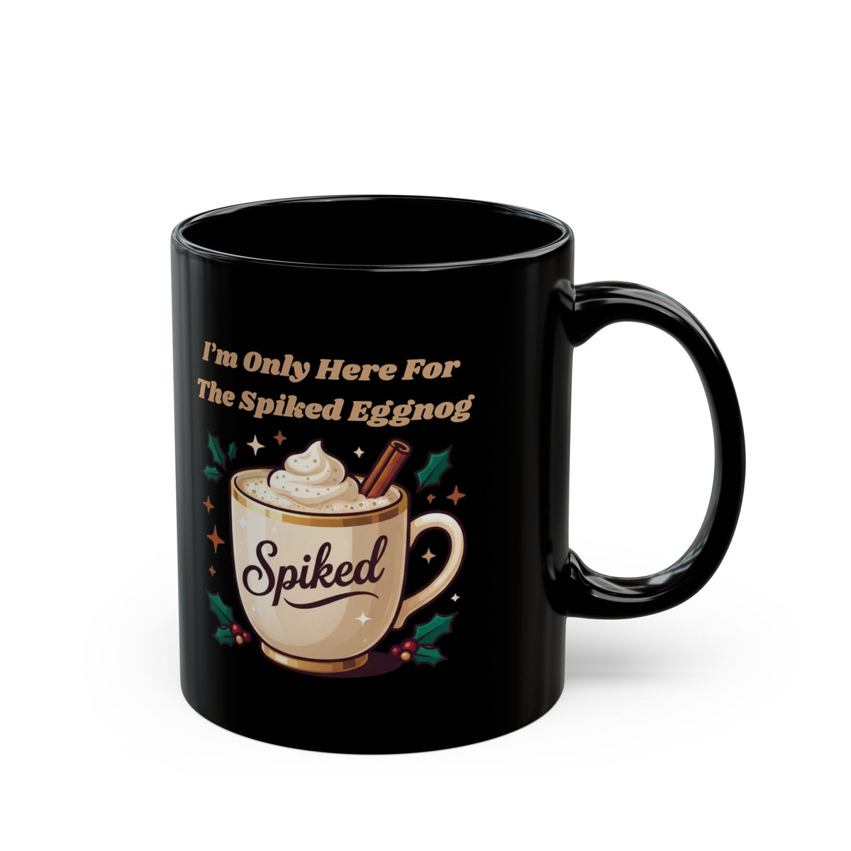 "Spiked Eggnog" Black Ceramic Mug