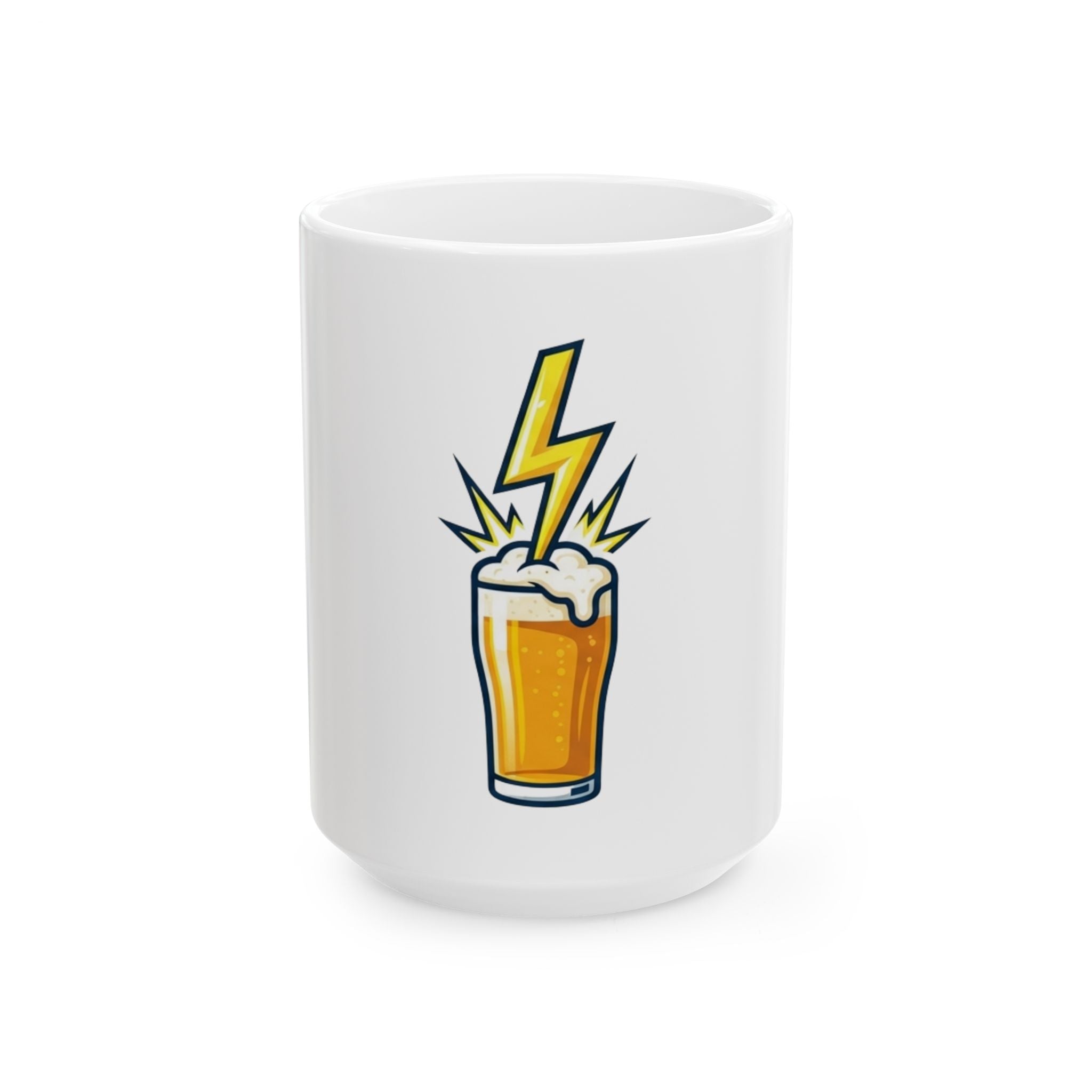 "Static Electricity Brewing" White Ceramic Mug — Graphic