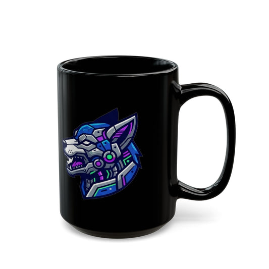 "Cyber Wolf" Black Ceramic Mug — Graphic