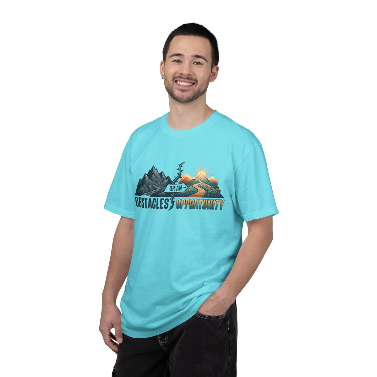 Color: Lagoon Blue | Obstacle Or An Opportunity Unisex Garment-Dyed Tee