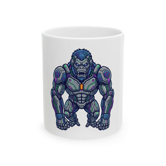 "Cyber Gorilla" White Ceramic Mug