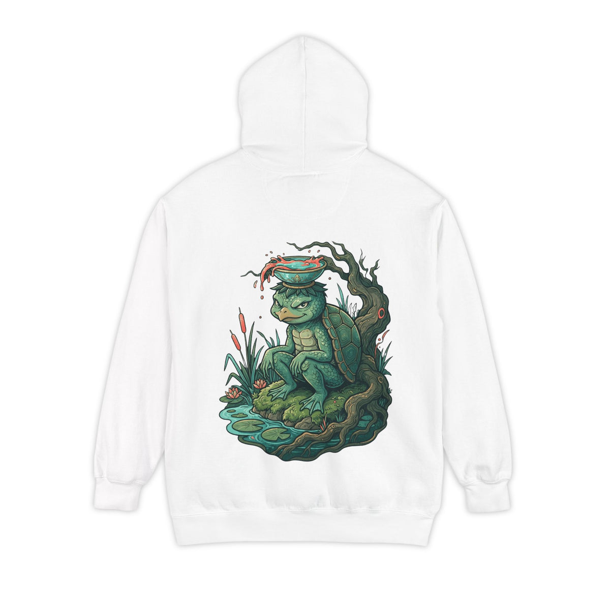 Color: White | Kappa (Japanese Folklore) Garment-Dyed Hoodie