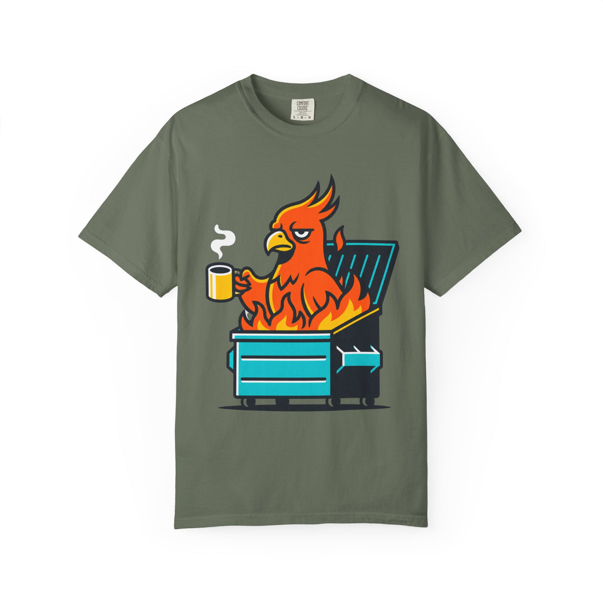 Color: Moss | Dumpster Fire Unisex Garment-Dyed Tee