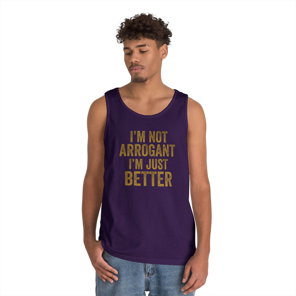 Color: Purple | I'm Not Arrogant Tank Top