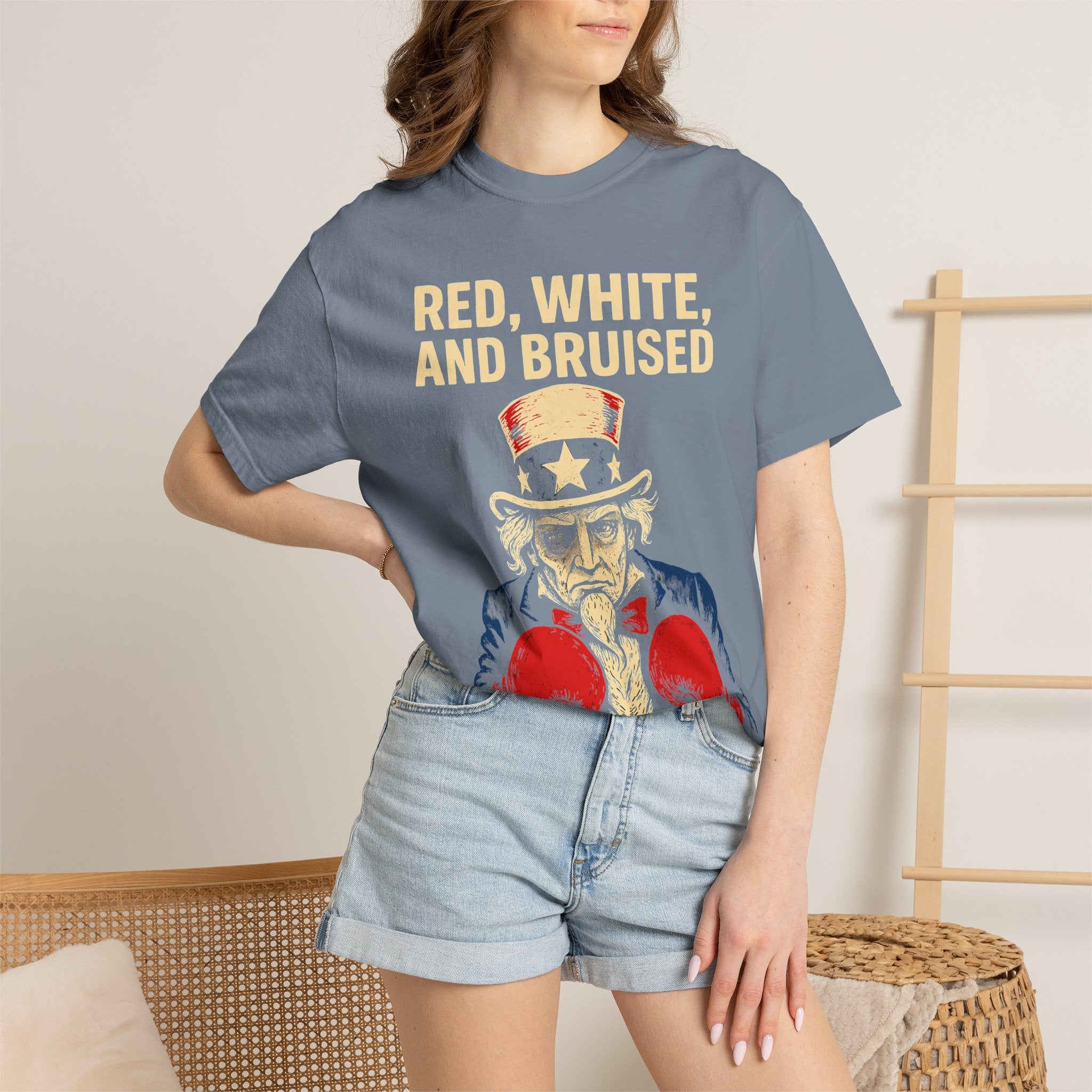 "RED, WHITE, AND BRUISED" Unisex Garment-Dyed T-shirt