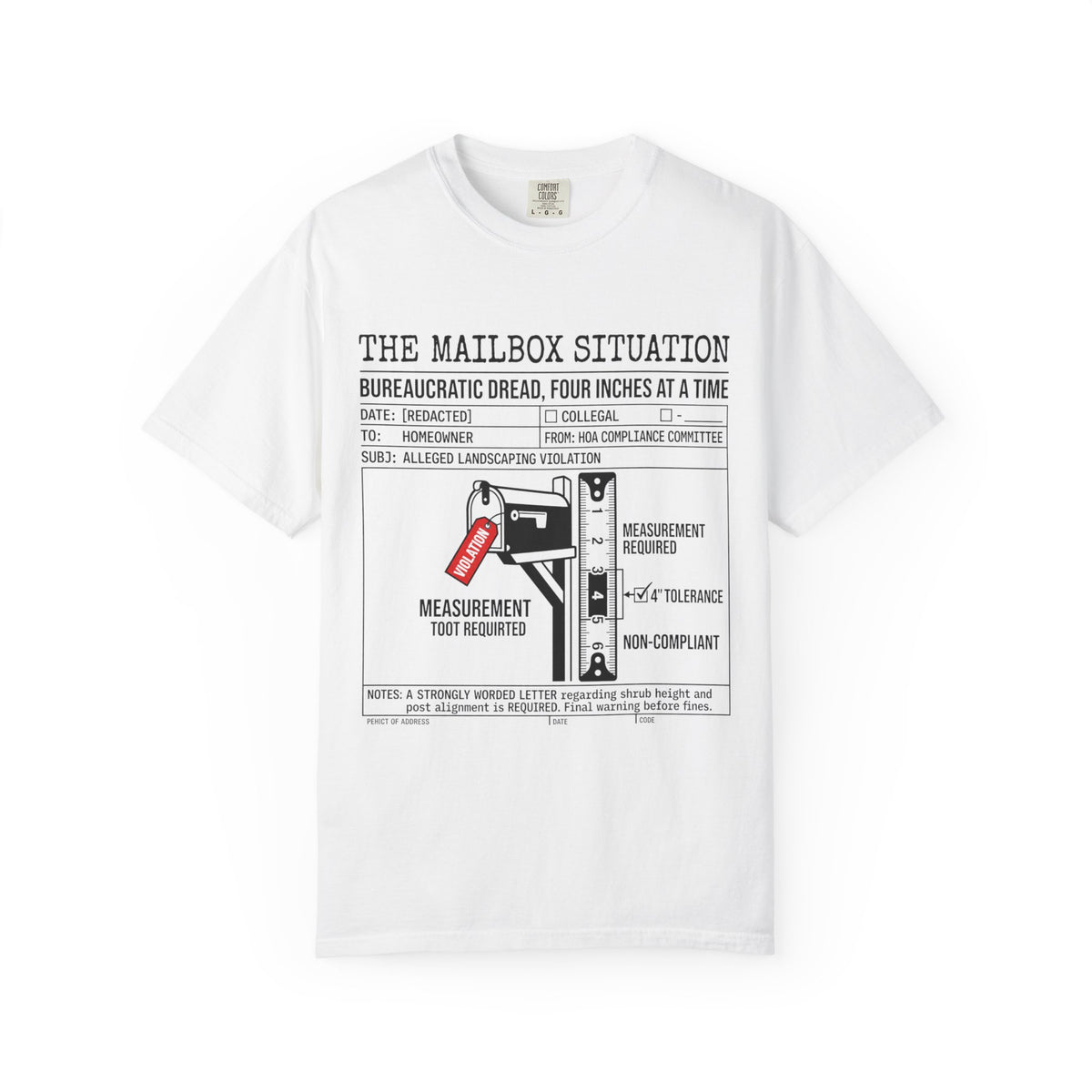 Color: White | Mailbox Situation Unisex Garment-Dyed Tee