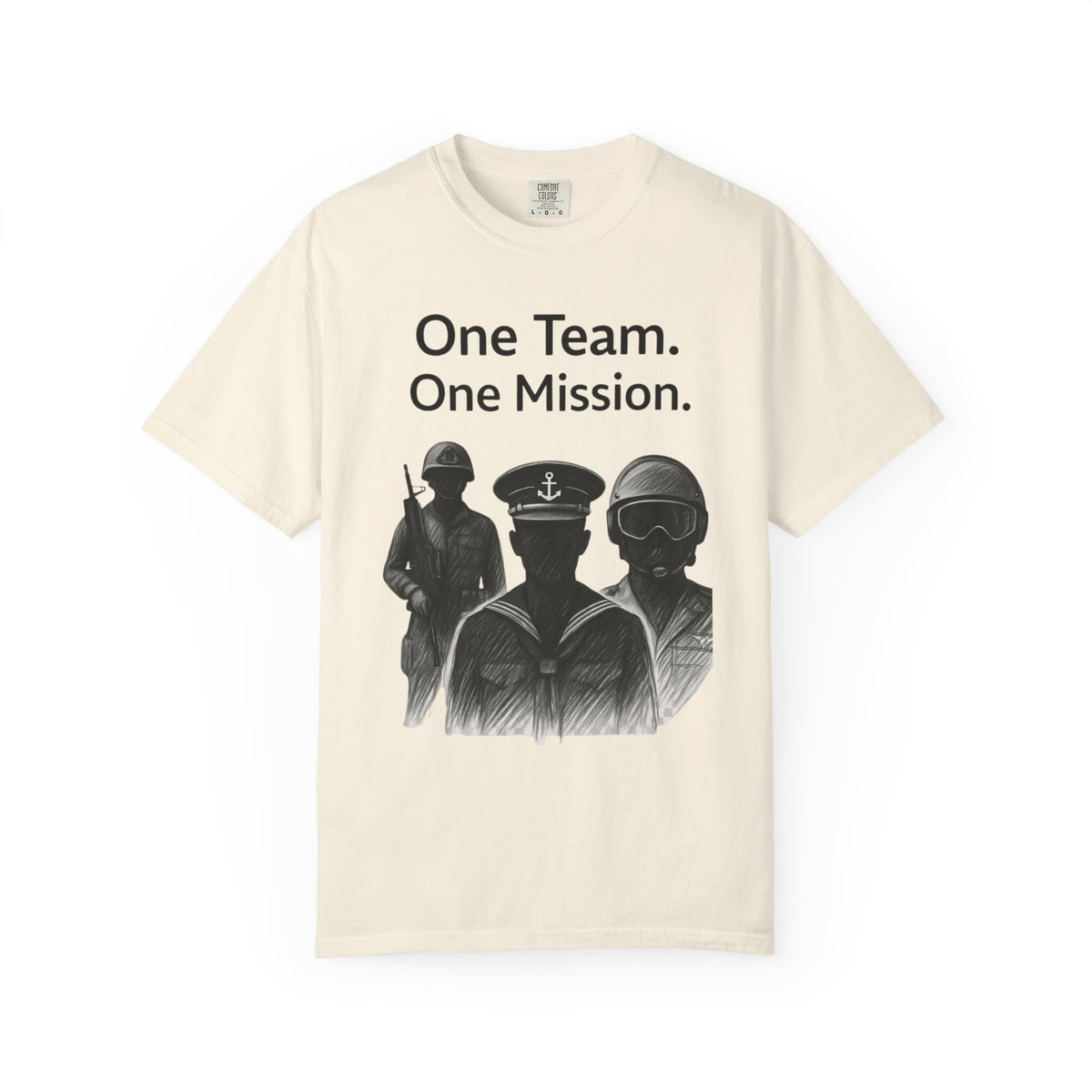 Color: Ivory | One Team One Mission Unisex Garment-Dyed T-shirt