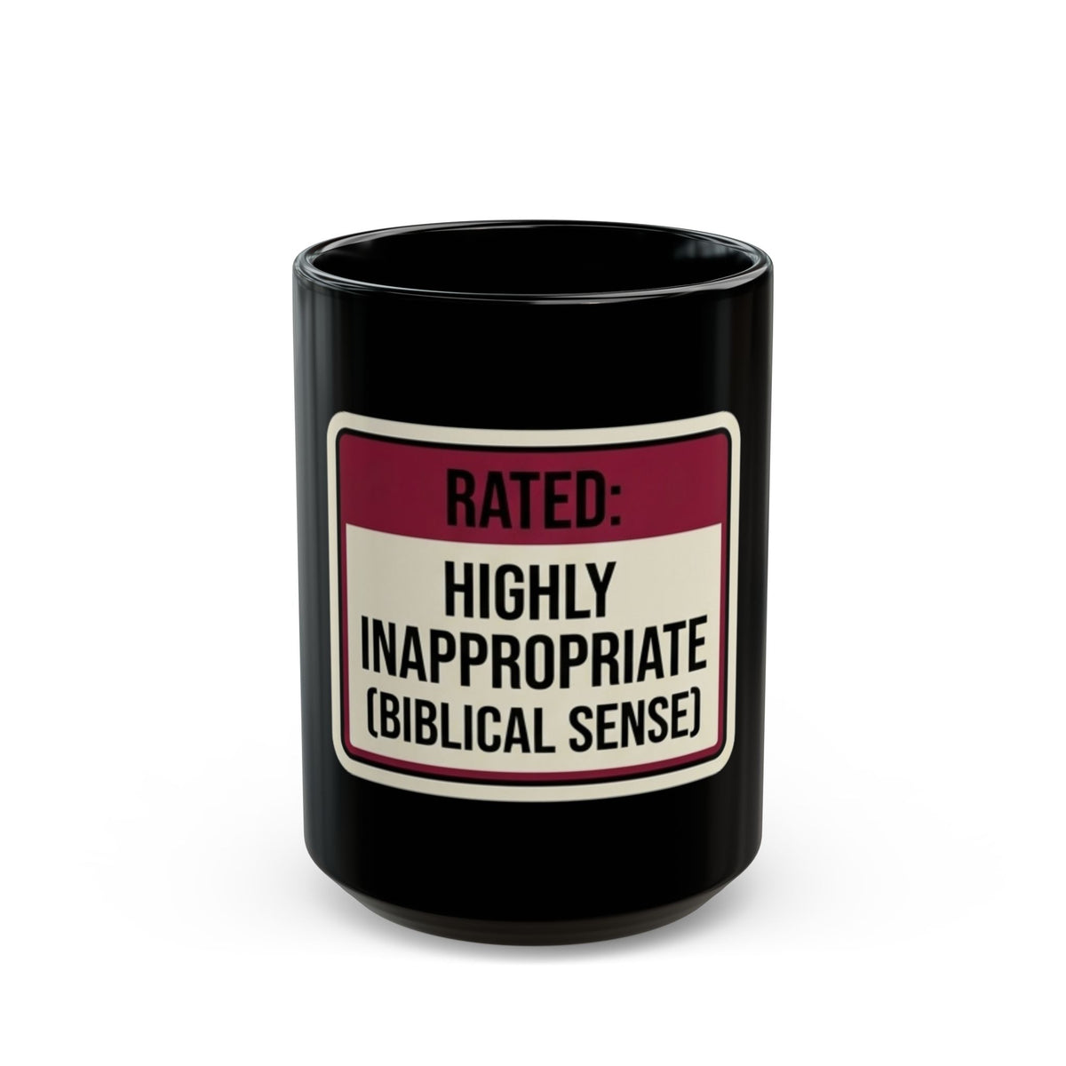 "Good Book Series Highly Inappropriate" Black Ceramic Mug
