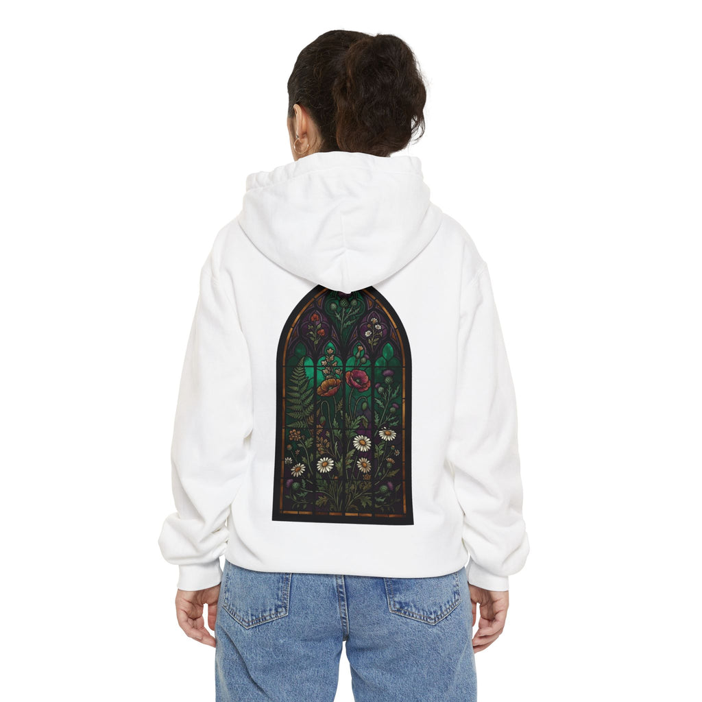 "Stained Glass Floral" Garment-Dyed Hoodie
