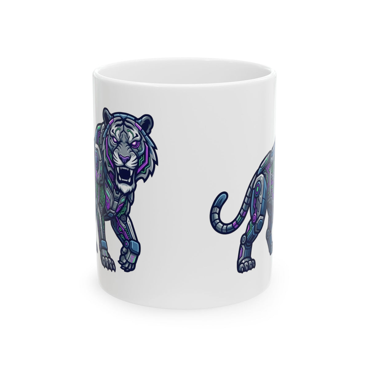 "Cyber Tiger" White Ceramic Mug