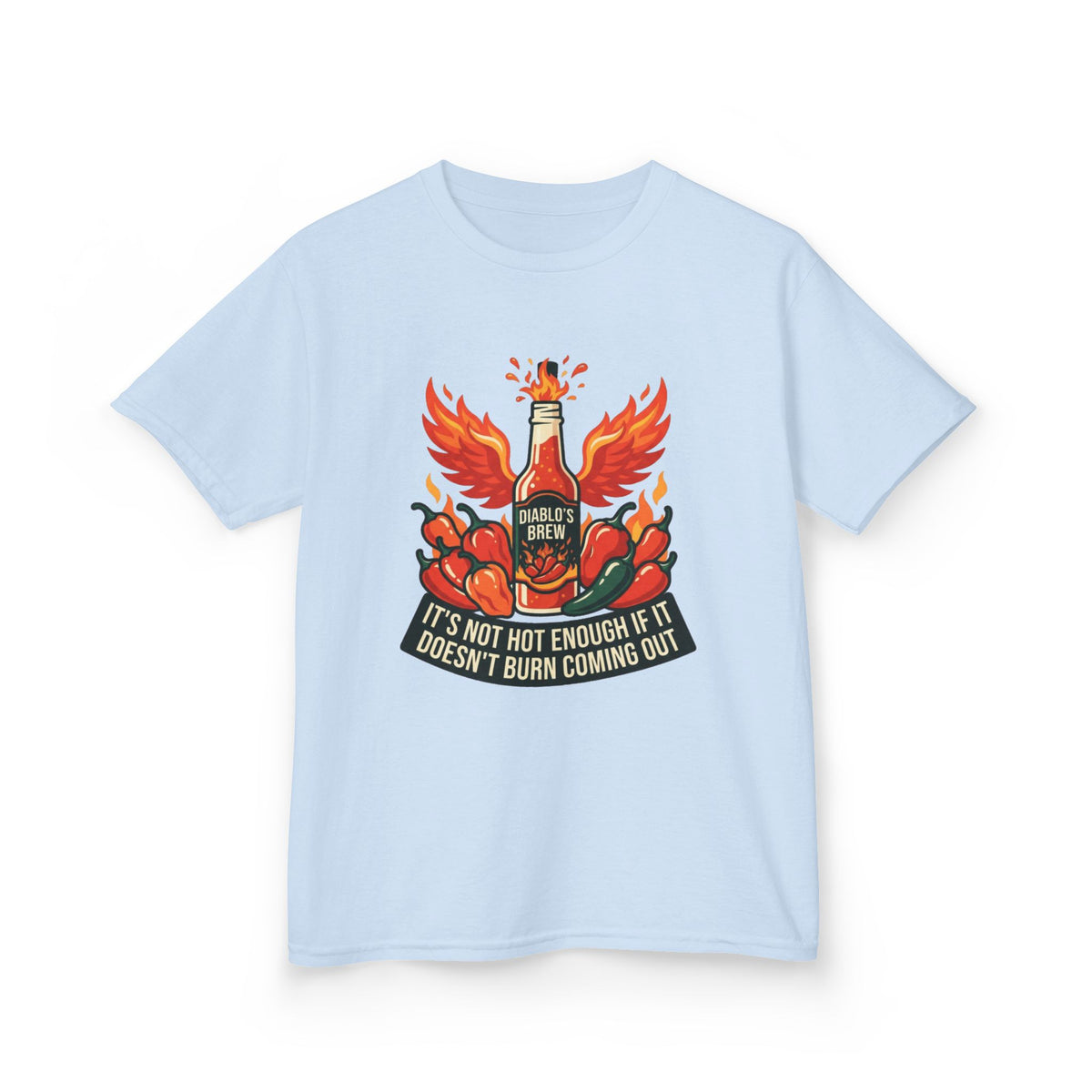 Color: Light Blue | Burns Coming Out Kids Tee