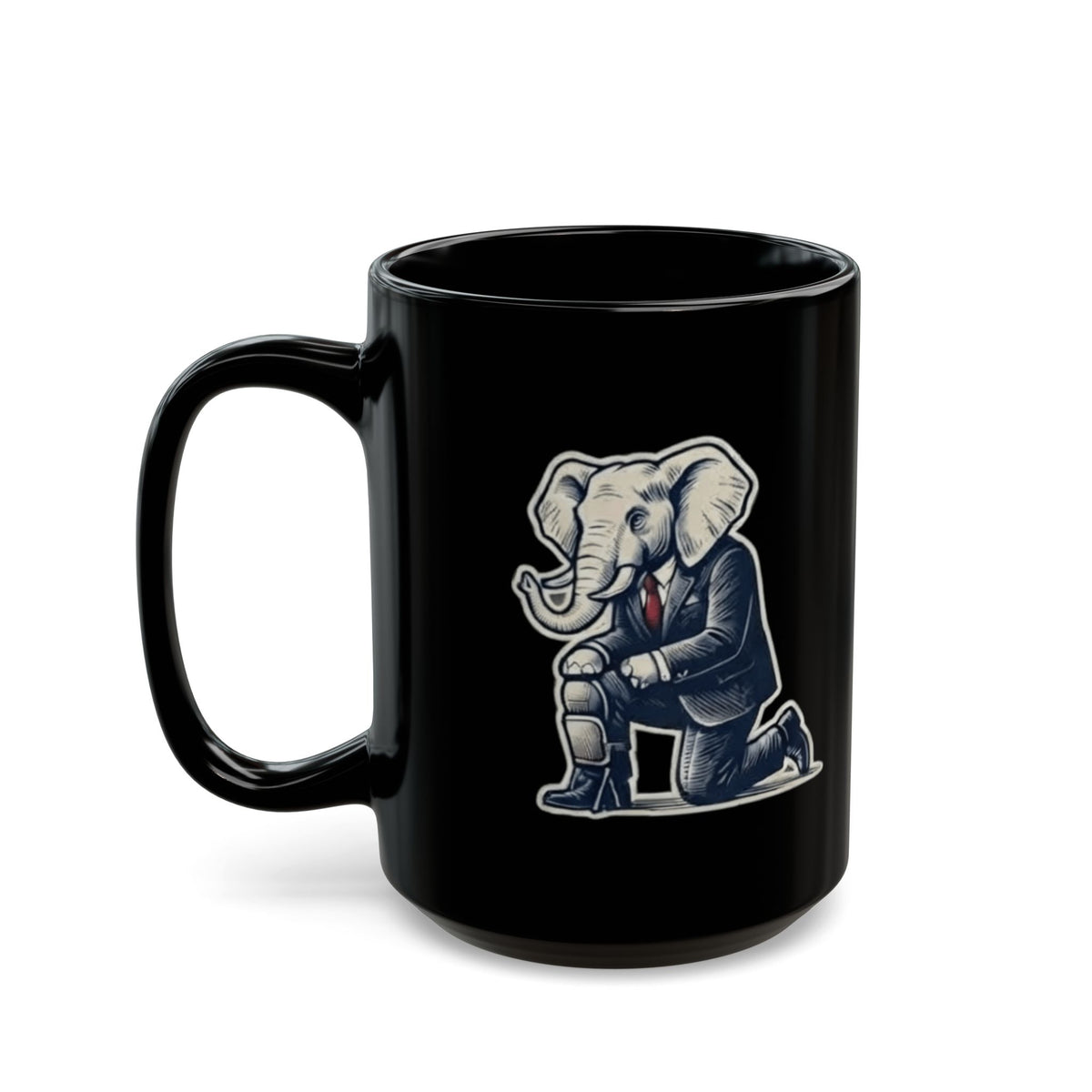 "The Knee Pad Caucus" Black Ceramic Mug — Graphic