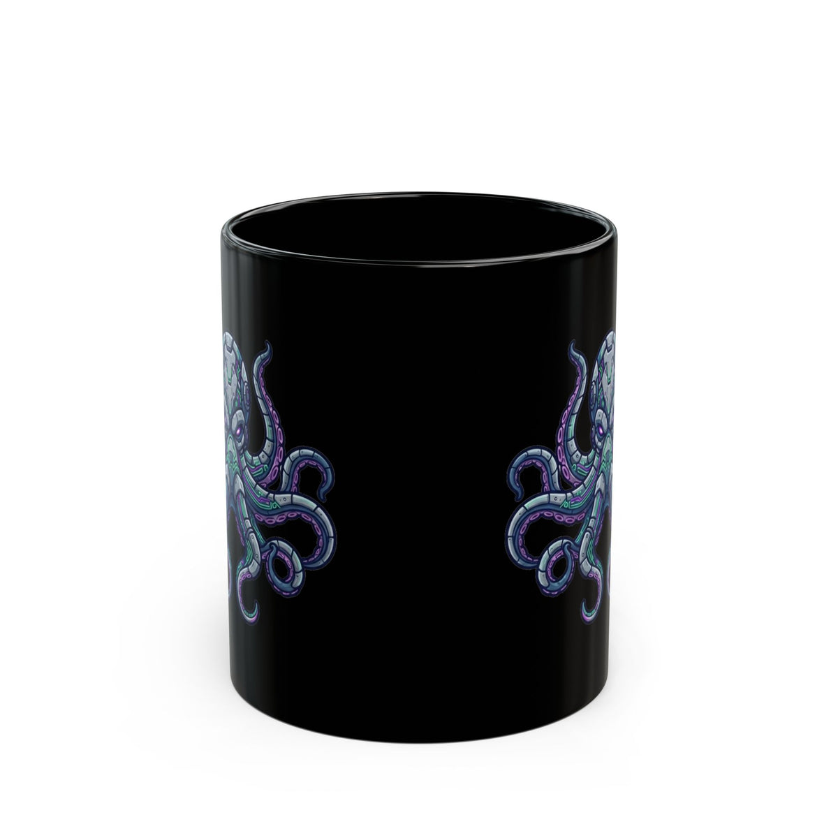 "Cyber Octopus" Black Ceramic Mug