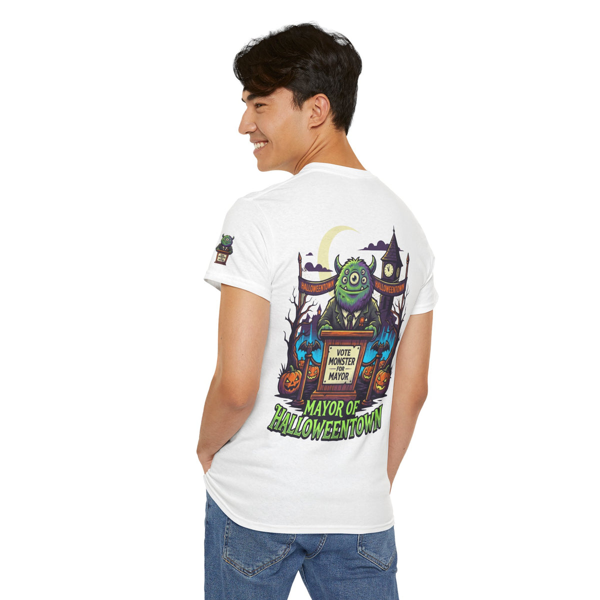 Color: White | Vote Monster For Mayor Premium Graphic Tee