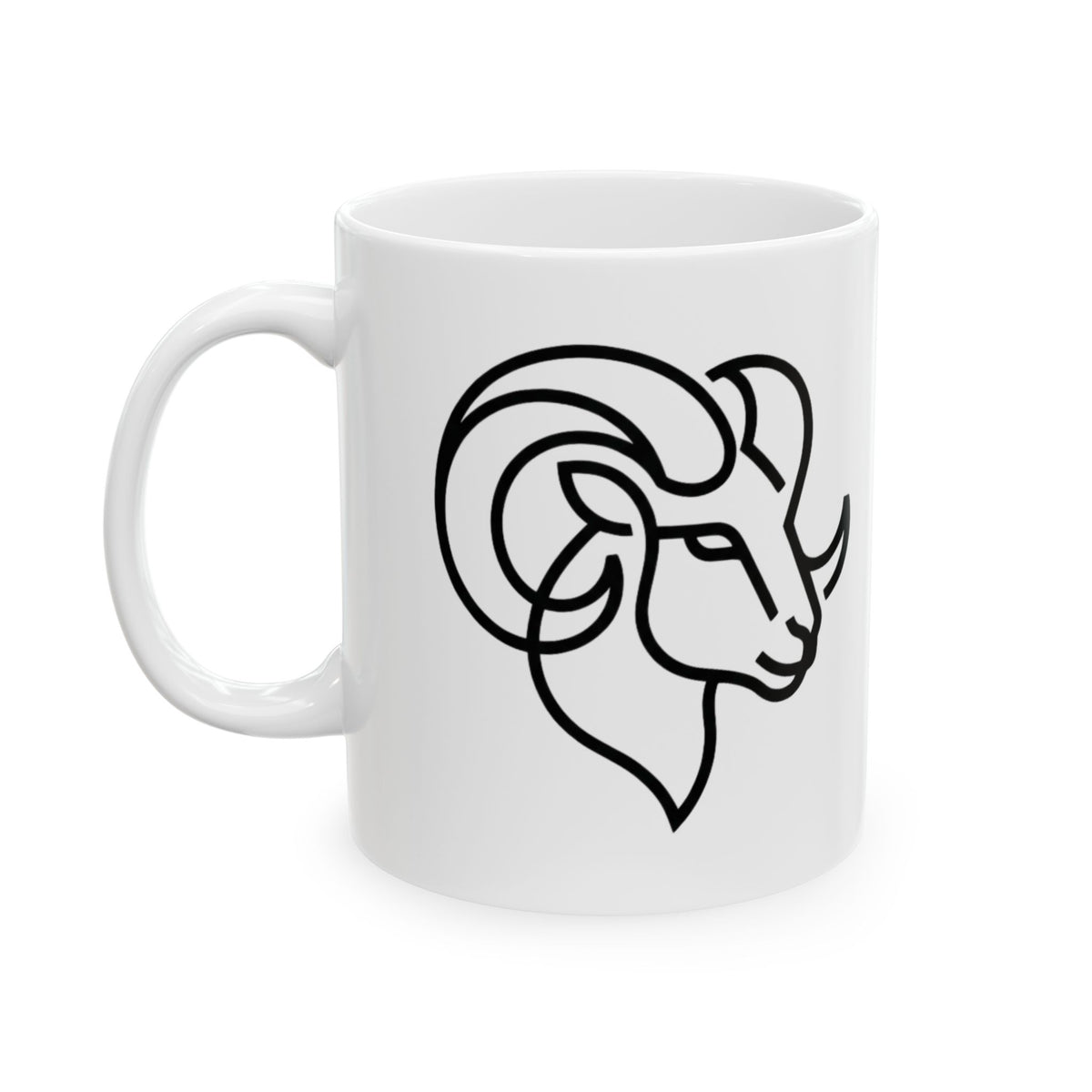 "Aries The Minimalist Ram" White Ceramic Mug — Graphic
