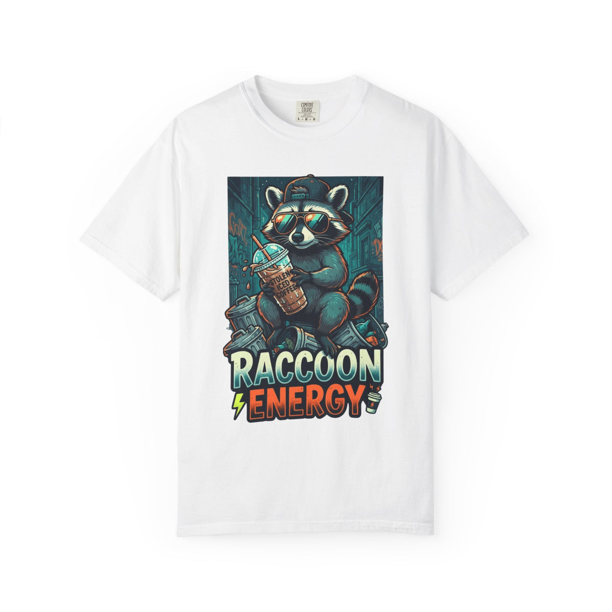 "Raccoon Energy" Unisex Garment-Dyed Tee