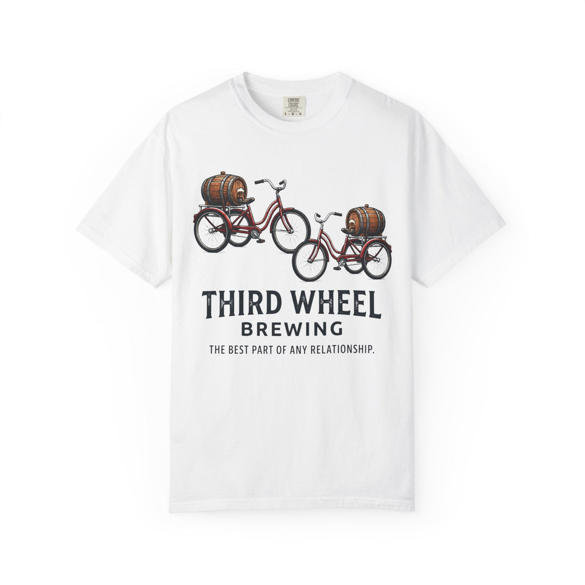 Color: White | Third Wheel Brewing Unisex Garment-Dyed Tee
