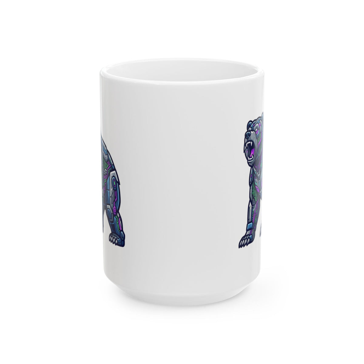"Cyber Bear" White Ceramic Mug