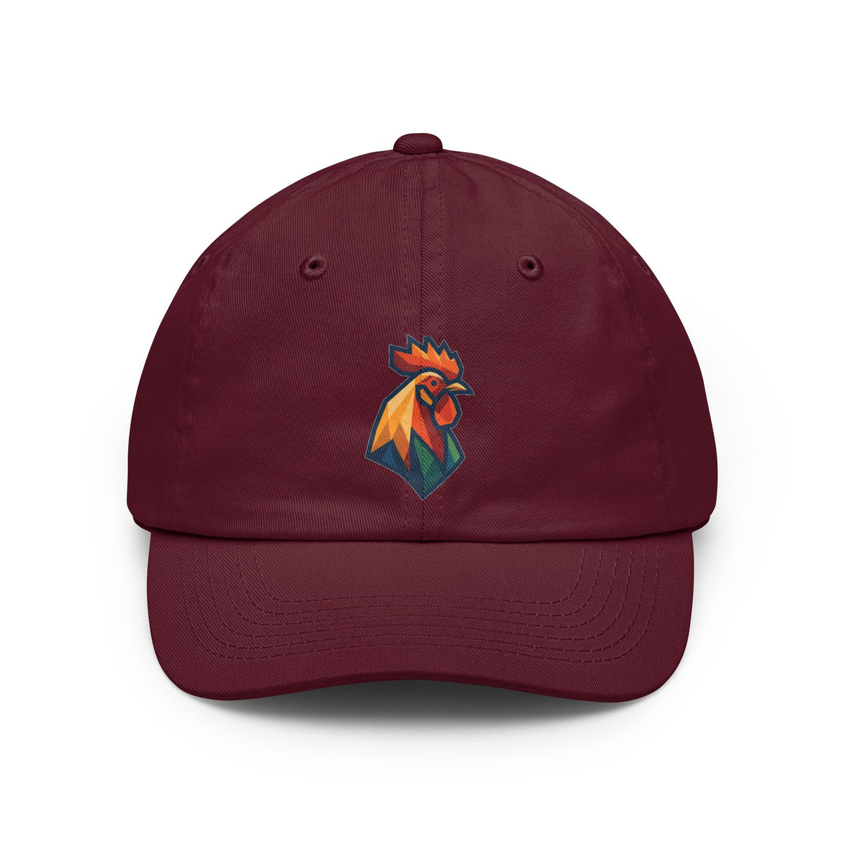 Color: Maroon | Barnyard Rooster Dad Hat — Graphic