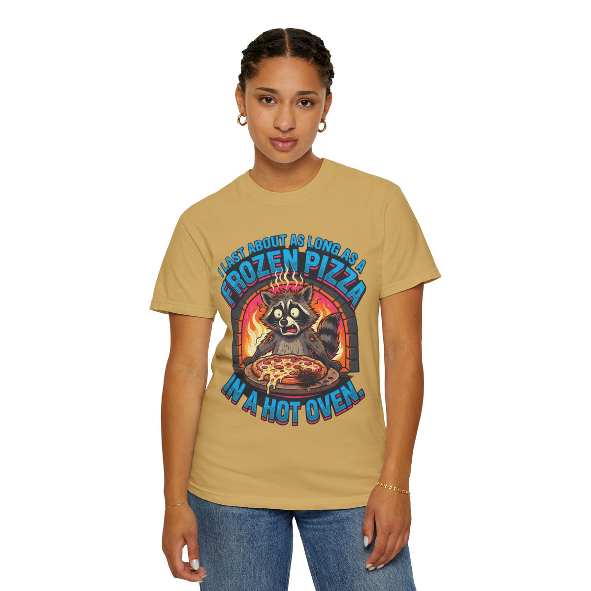 Color: Mustard | Frozen Pizza in a Hot Oven Unisex Garment-Dyed Tee
